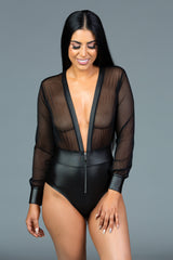 Transparent Sexy Black Bodysuit